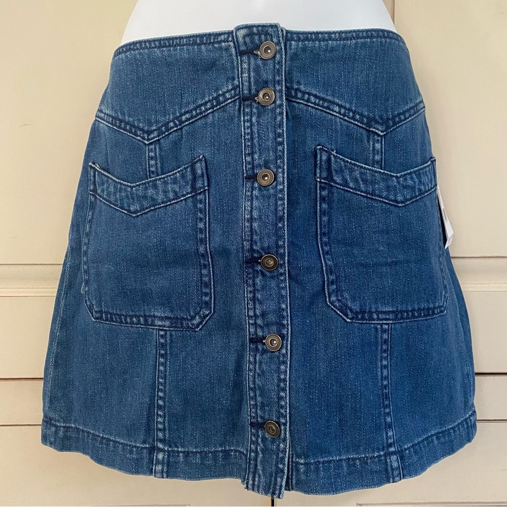 NWT Size 2, Free People Come A Little Closer Denim Flared Mini Skirt